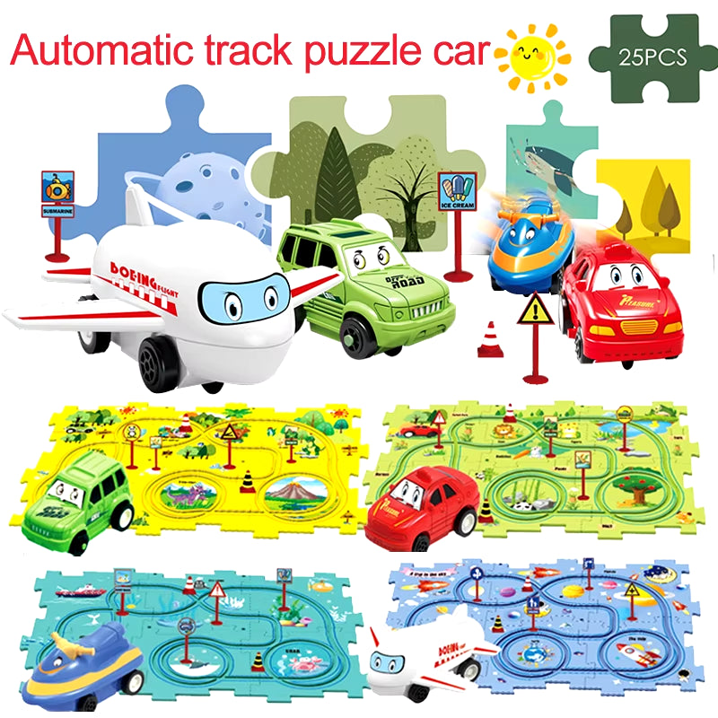 Puzzel Toy Set Rail Car DIY Assemble Jigsaw Flexible Railway Track Parent-Child Interaction Toy Electric Car Puzzle Toys Gifts