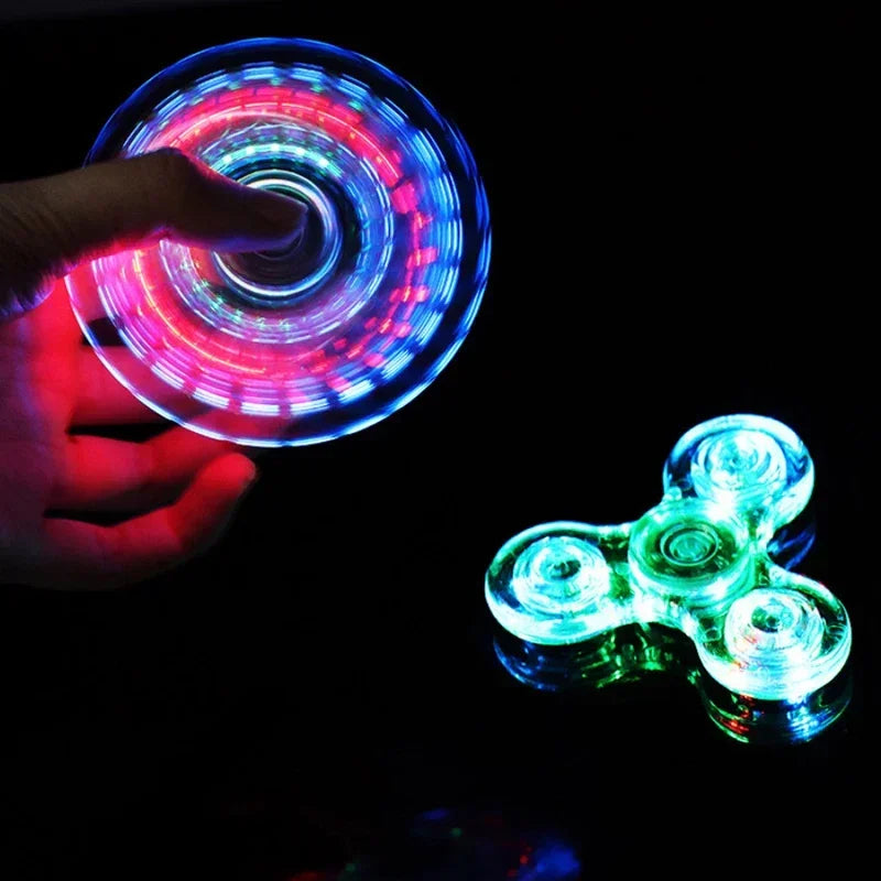 Stress Relief Toys Luminous LED Light Fidget Spinner Hand Top Spinners Glow in Dark Light EDC Figet Spiner Finger