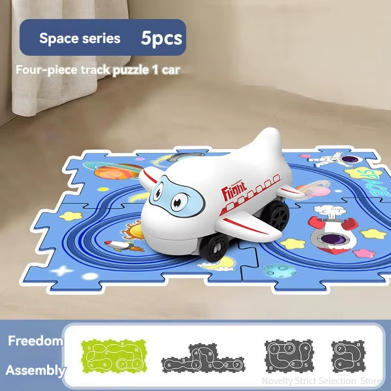 Puzzel Toy Set Rail Car DIY Assemble Jigsaw Flexible Railway Track Parent-Child Interaction Toy Electric Car Puzzle Toys Gifts