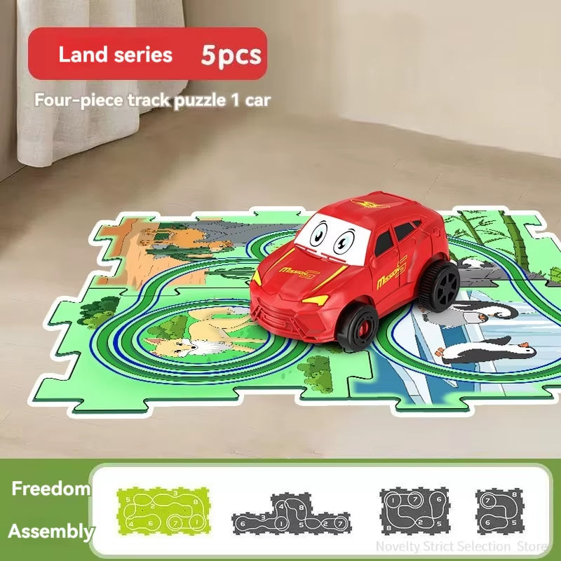 Puzzel Toy Set Rail Car DIY Assemble Jigsaw Flexible Railway Track Parent-Child Interaction Toy Electric Car Puzzle Toys Gifts