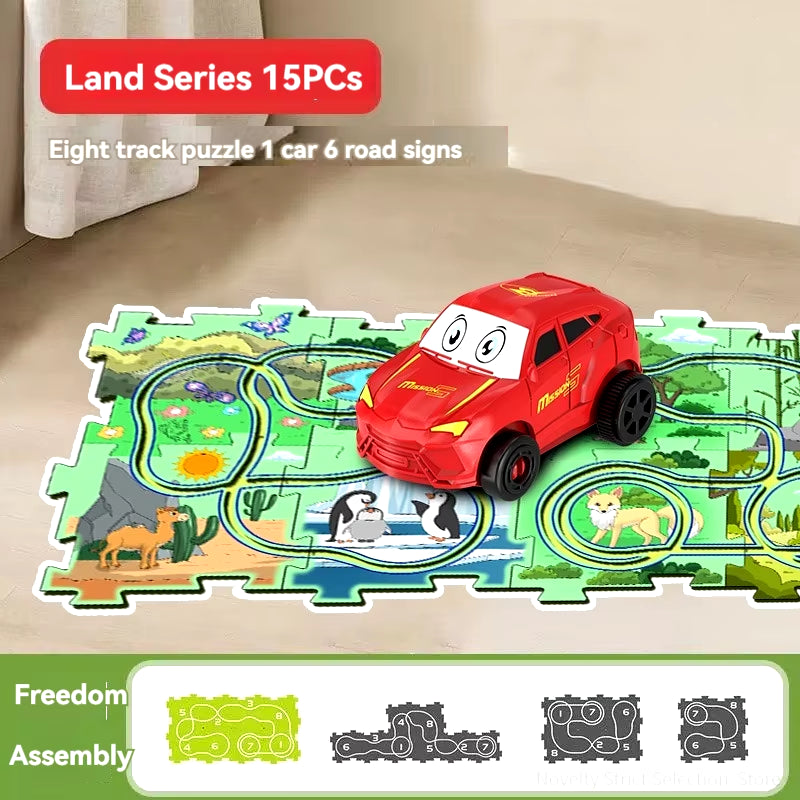 Puzzel Toy Set Rail Car DIY Assemble Jigsaw Flexible Railway Track Parent-Child Interaction Toy Electric Car Puzzle Toys Gifts