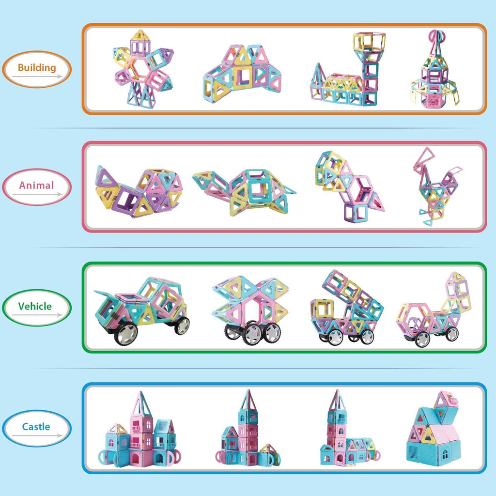 102 Pieces Magnetic Tiles Toys for 3 4 5 Year Old Girls Boys, Castle Magnet Toy Building Block for Kids Toddlers, Magnetic Blocks Educational Montessori STEM Toys for Toddler Girls Gifts