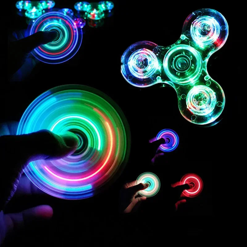 Stress Relief Toys Luminous LED Light Fidget Spinner Hand Top Spinners Glow in Dark Light EDC Figet Spiner Finger